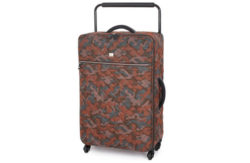 IT Luggage Large Quilted Camo 4 Wheel Suitcase - Brown.